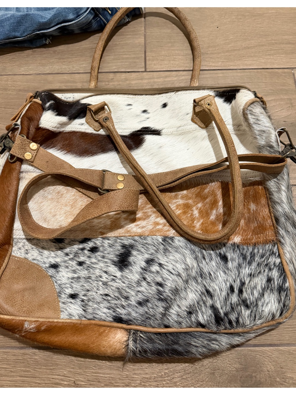 Myra all leather and hide bag - Picture 3 of 4